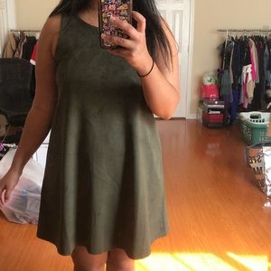 Suede olive dress